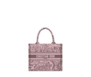 Buy Dior Small Dior Book Tote In Pink And Gray Toile De Jouy Sauvage Embroidery at Sasom – Authentic and Ready to Ship