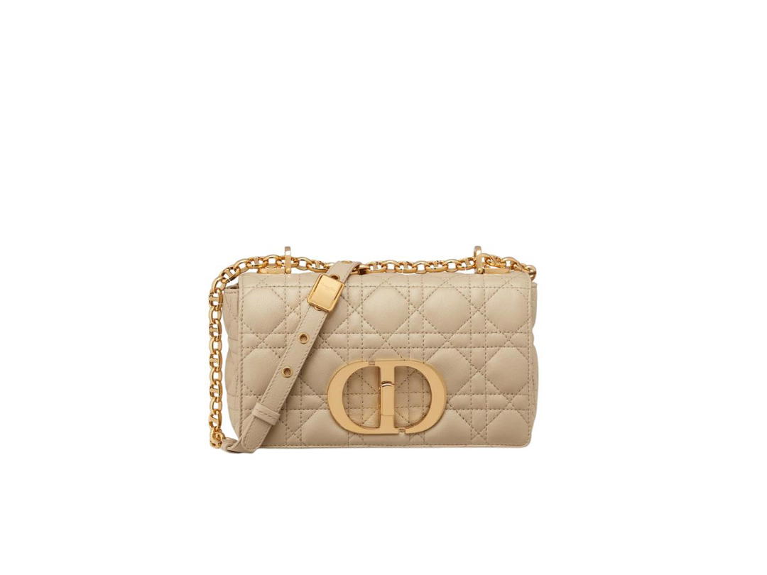 Dior Dior Small Dior Caro Bag In Beige Supple Calfskin With Cannage Stitching
