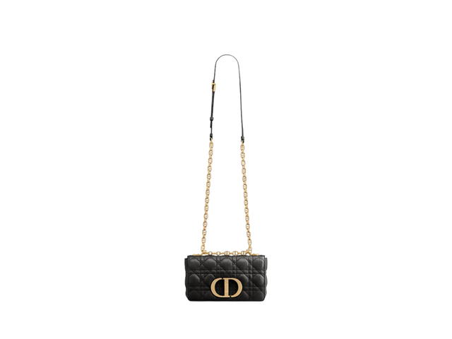 Dior Dior Small Dior Caro Bag In Black Supple Cannage Calfskin With Gold-Finish Metal - view 3