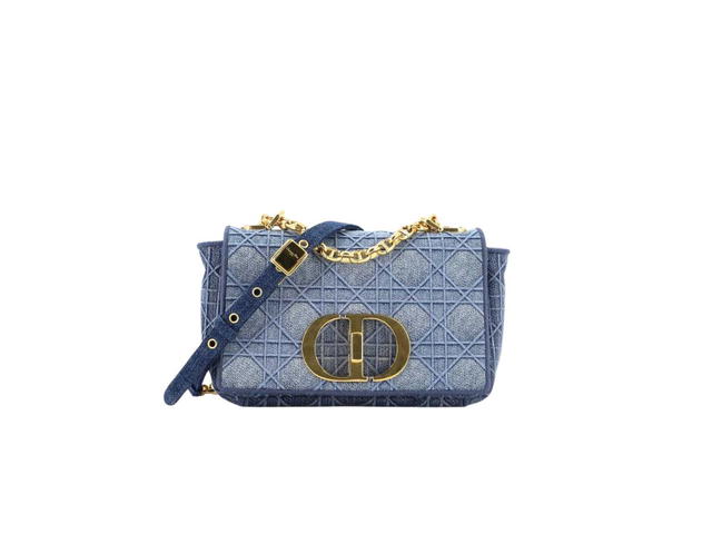 Dior Dior Small Dior Caro Bag In Blue Cannage Denim - view 1