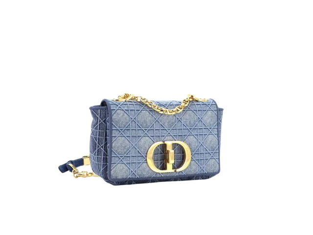 Dior Dior Small Dior Caro Bag In Blue Cannage Denim - view 2