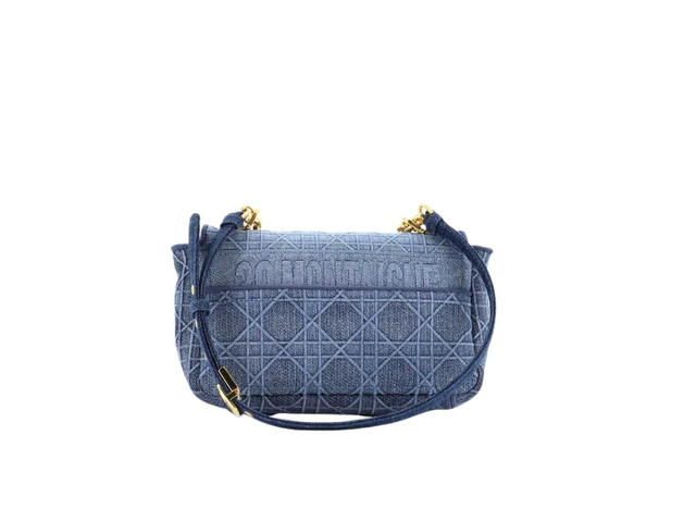 Dior Dior Small Dior Caro Bag In Blue Cannage Denim - view 3