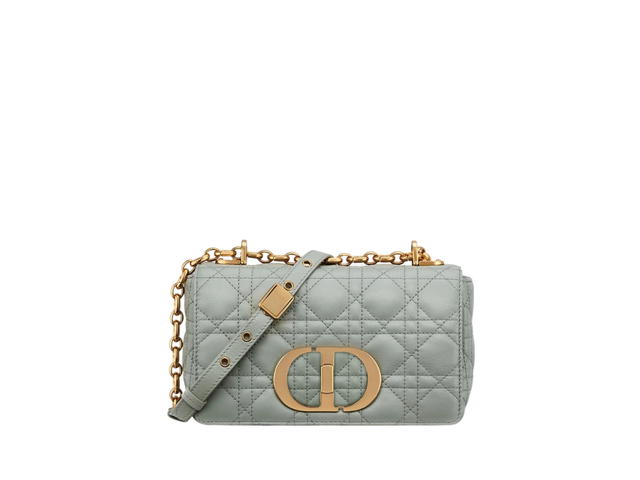Dior Dior Small Dior Caro Bag In Gray Stone Supple Cannage Calfskin With Gold-Finish Metal - view 1