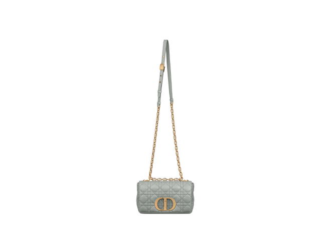 Dior Dior Small Dior Caro Bag In Gray Stone Supple Cannage Calfskin With Gold-Finish Metal - view 3