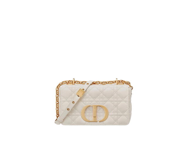 Dior Dior Small Dior Caro Bag In Ivory Supple Cannage Calfskin With Gold-Finish Metal - view 1
