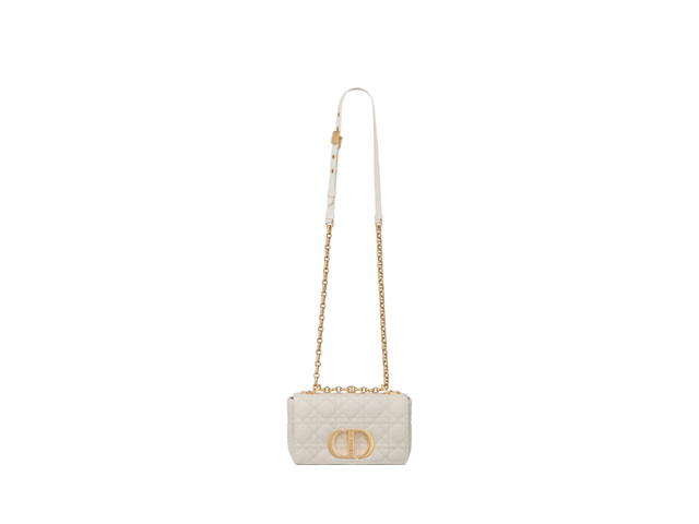 Dior Dior Small Dior Caro Bag In Ivory Supple Cannage Calfskin With Gold-Finish Metal - view 3