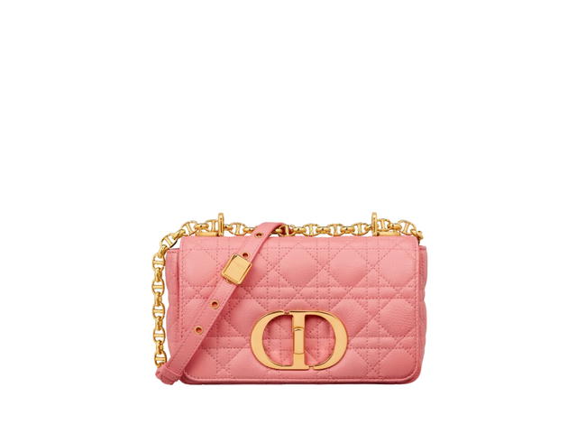 Dior Dior Small Dior Caro Bag In Light Pink Supple Cannage Calfskin With Gold-Finish Metal - view 1