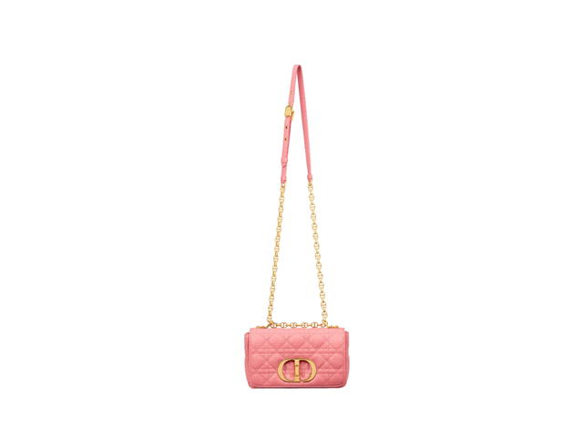 Dior Dior Small Dior Caro Bag In Light Pink Supple Cannage Calfskin With Gold-Finish Metal - view 3