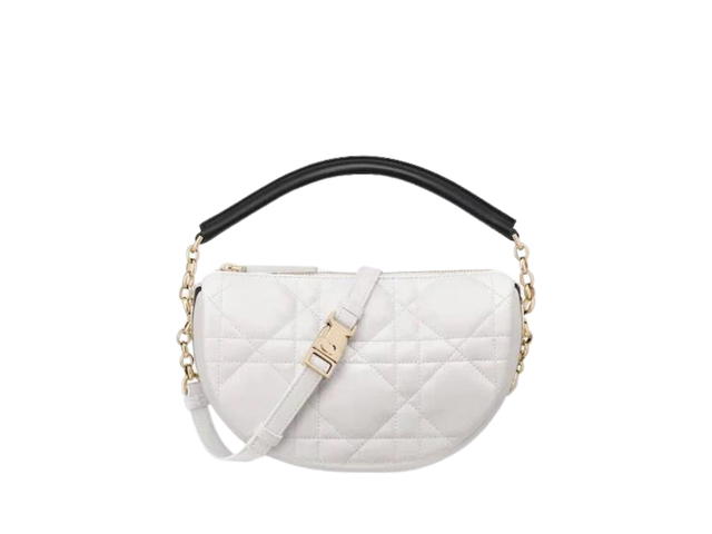 Dior Dior Small Dior Vibe Hobo Bag In Cannage Lambskin With Gold-Finish Metal Hardware White - view 1