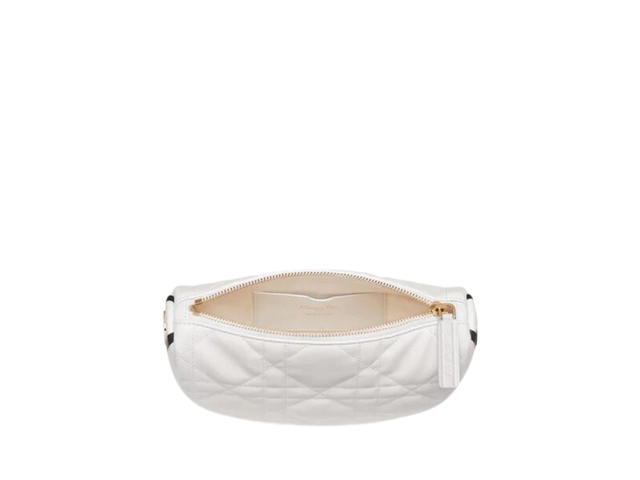 Dior Dior Small Dior Vibe Hobo Bag In Cannage Lambskin With Gold-Finish Metal Hardware White - view 3