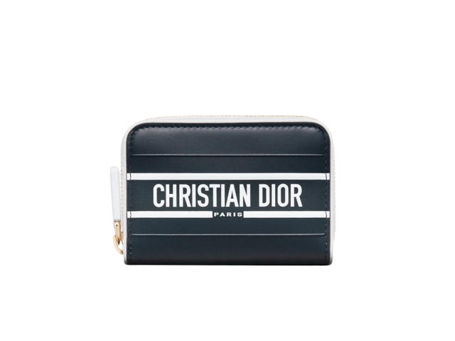 Dior Dior Small Dior Vibe Voyageur Card Holder In Blue Calfskin With Gold-Finish Metal Hardware - view 1