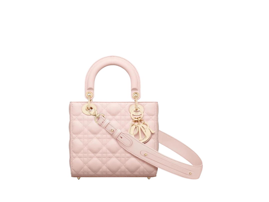 Dior Dior Small Lady Bag In My ABCDior Cannage Lambskin Powder Pink