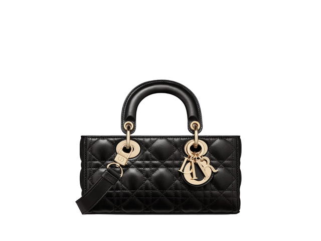 Dior Dior Small Lady D-Joy Bag In Black Cannage Lambskin With Gold-Finish Metal Hardware - view 1