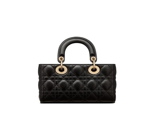 Dior Dior Small Lady D-Joy Bag In Black Cannage Lambskin With Gold-Finish Metal Hardware - view 2