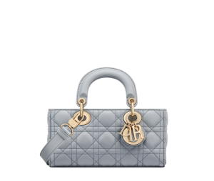 Dior Small Lady D-Joy Bag In Ethereal Gray Cannage Lambskin With Gold-Finish Metal