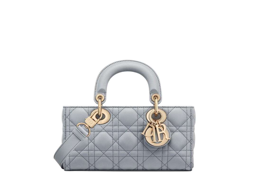 Dior Dior Small Lady D-Joy Bag In Ethereal Gray Cannage Lambskin With Gold-Finish Metal