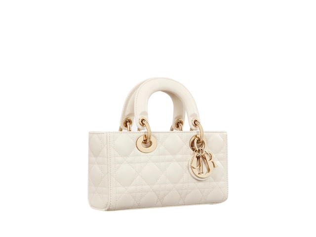 Dior Dior Small Lady D-Joy Bag In Lambskin Leather With Gold Hardware Latte Cannage - view 3