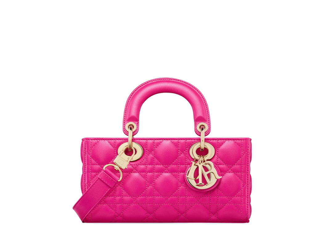 Dior Dior Small Lady D-Joy Bag In Rani Pink Cannage Lambskin With Gold-Finish Metal