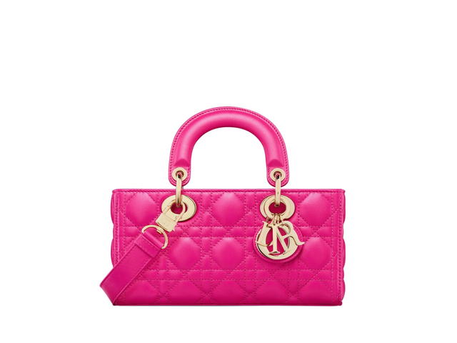 Dior Dior Small Lady D-Joy Bag In Rani Pink Cannage Lambskin With Gold-Finish Metal - view 1