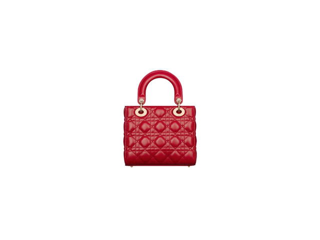 Dior Dior Small Lady Dior Bag In Amaryllis Red Cannage Lambskin - view 2