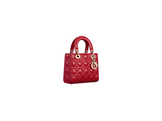 Dior Dior Small Lady Dior Bag In Amaryllis Red Cannage Lambskin - view 3