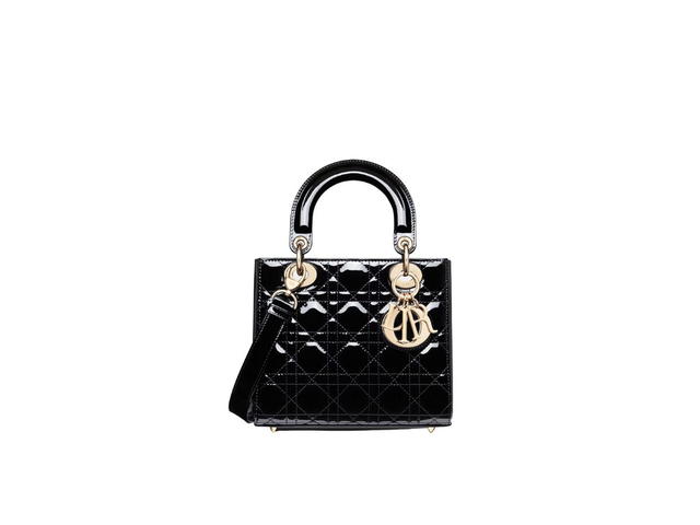 Dior Dior Small Lady Dior Bag In Black Patent Cannage Calfskin - view 1