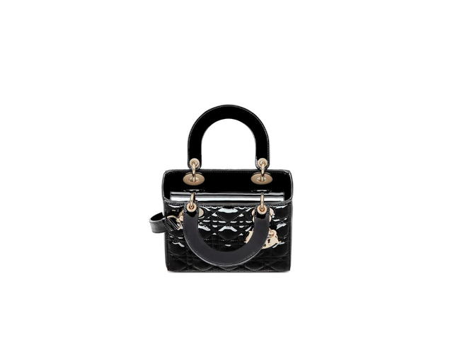 Dior Dior Small Lady Dior Bag In Black Patent Cannage Calfskin - view 2