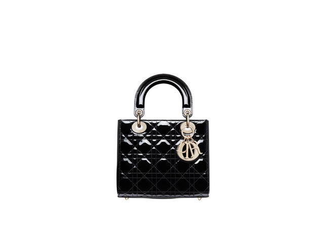 Dior Dior Small Lady Dior Bag In Black Patent Cannage Calfskin - view 3