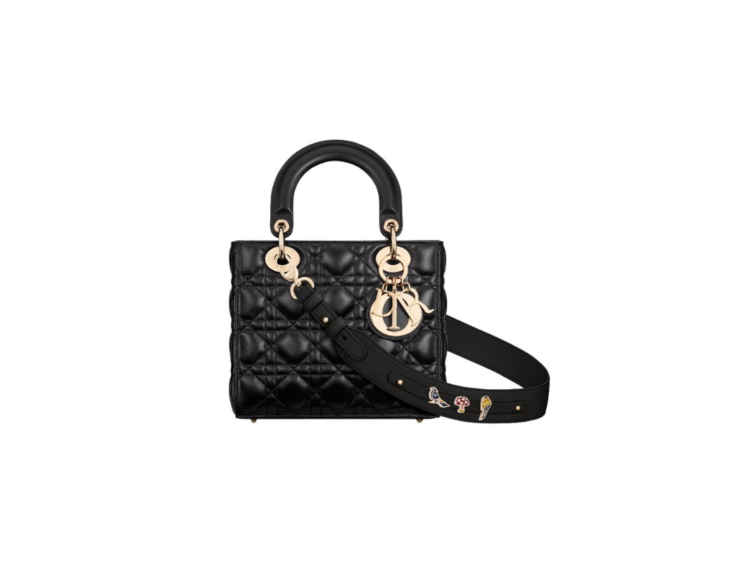 Dior Dior Small Lady Dior My ABCDior Bag In Black Cannage Lambskin With Gold-Finish Metal Hardware