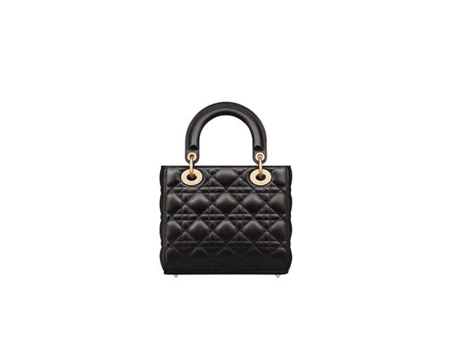 Dior Dior Small Lady Dior My ABCDior Bag In Black Cannage Lambskin With Pale Gold-Finish Metal And Brown Tortoiseshell-Effect Resin - view 3