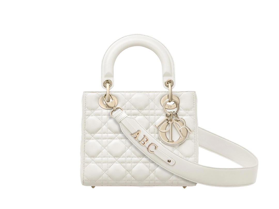 Dior Dior Small Lady Dior My ABCDior Bag In Cannage Lambskin With Gold-tone Hardware Latte