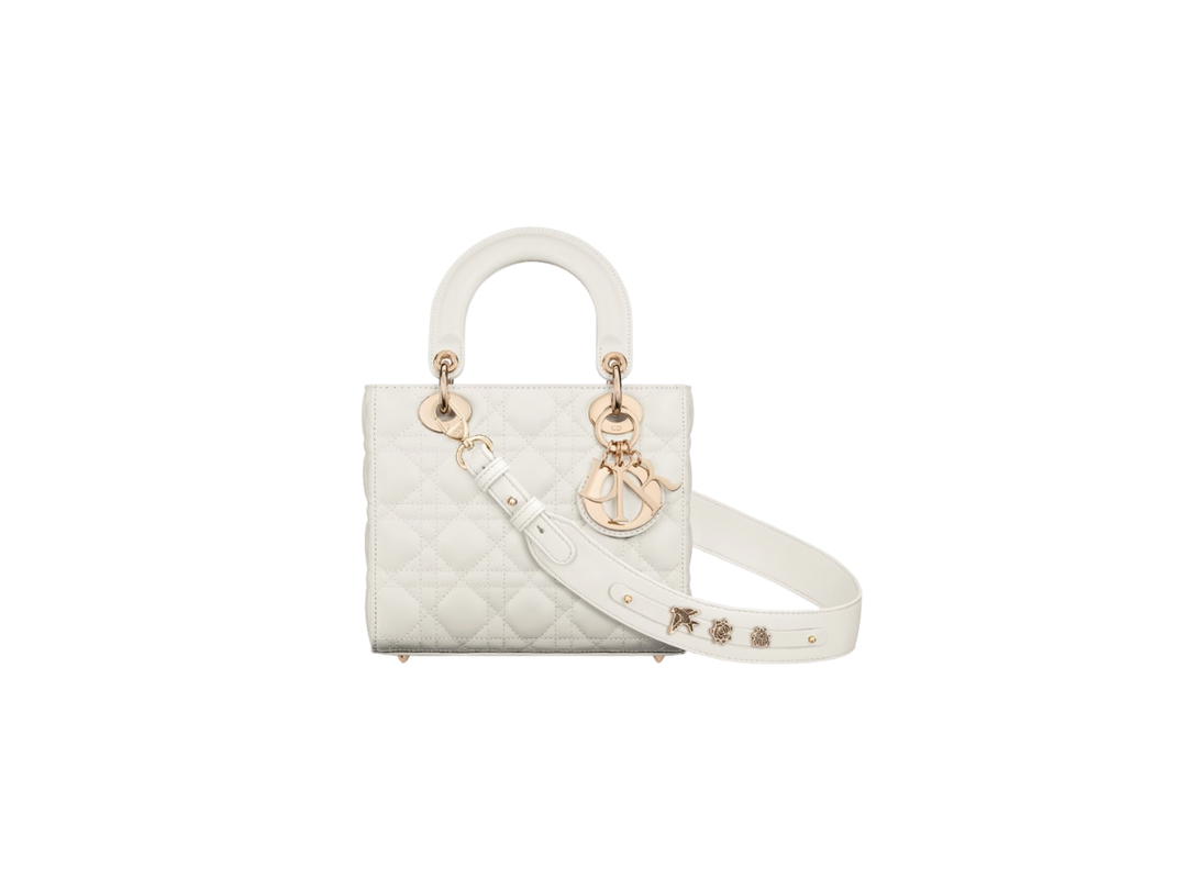 Dior Dior Small Lady Dior My Abcdior Bag In Latte Cannage Lambskin With Gold-Finish Metal Hardware