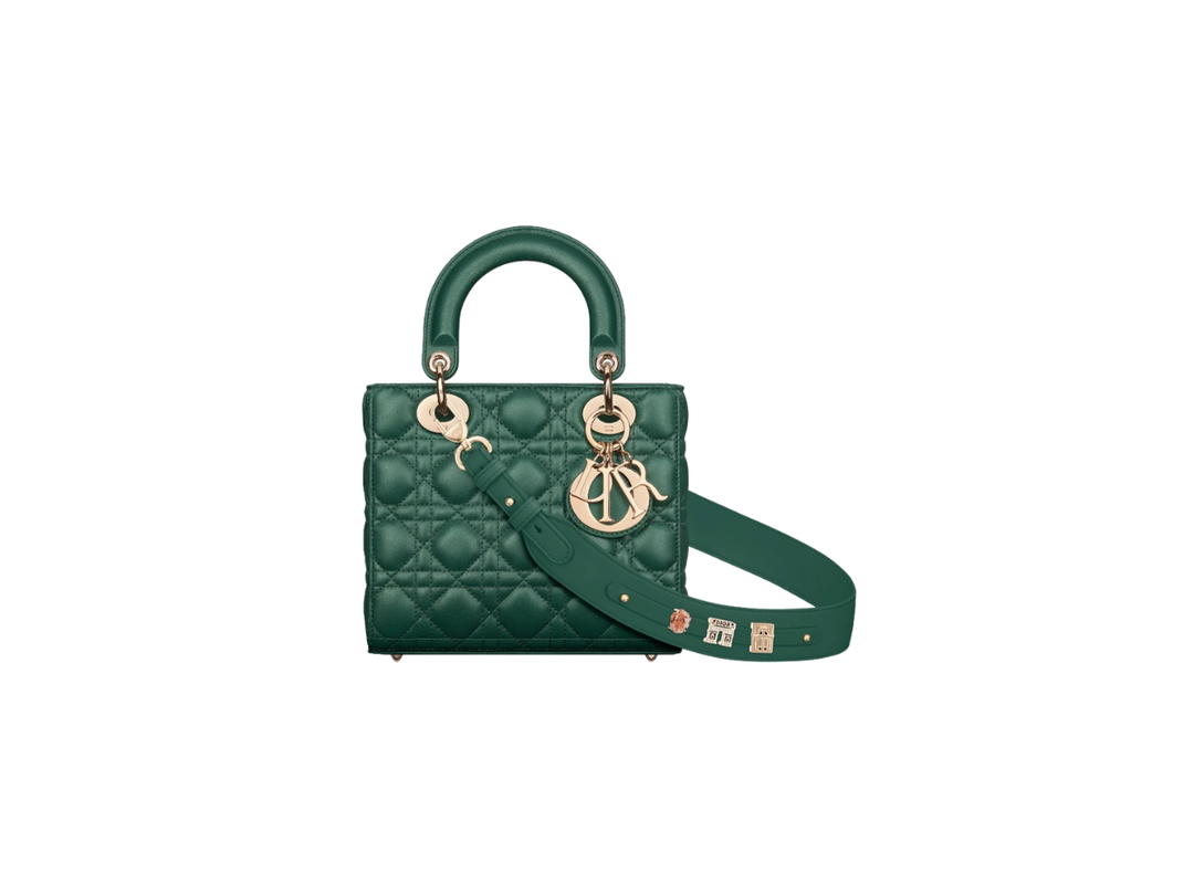 Dior Dior Small Lady Dior My ABCDior Bag In Pine Green Cannage Lambskin With Gold-Finish Metal Hardware