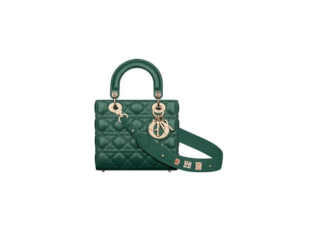 Dior Dior Small Lady Dior My ABCDior Bag In Pine Green Cannage Lambskin With Gold-Finish Metal Hardware - view 1