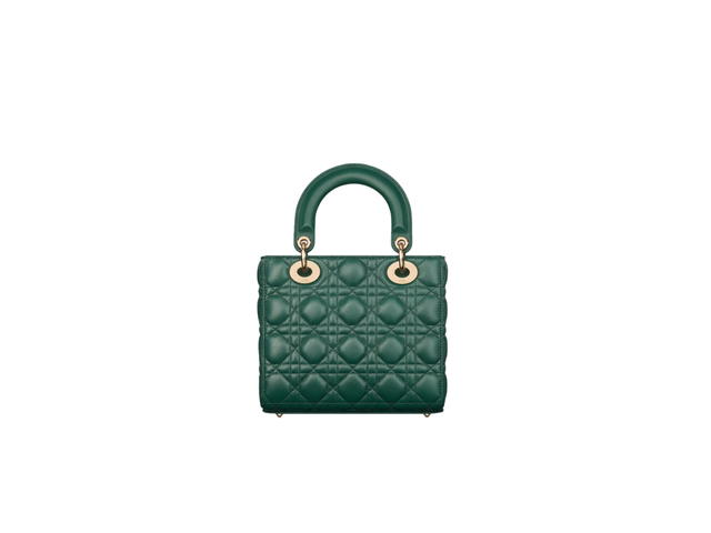 Dior Dior Small Lady Dior My ABCDior Bag In Pine Green Cannage Lambskin With Gold-Finish Metal Hardware - view 3