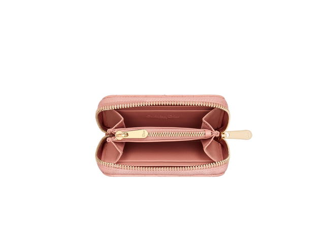 Dior Dior Small Lady Dior Voyageur Coin Purse In Ethereal Pink Cannage Lambskin - view 3