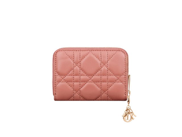 Dior Dior Small Lady Dior Voyageur Coin Purse In Ethereal Pink Cannage Lambskin - view 4