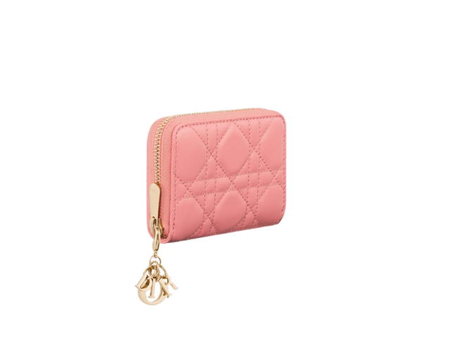 Dior Dior Small Lady Dior Voyageur Coin Purse In Light Pink Cannage Lambskin - view 2