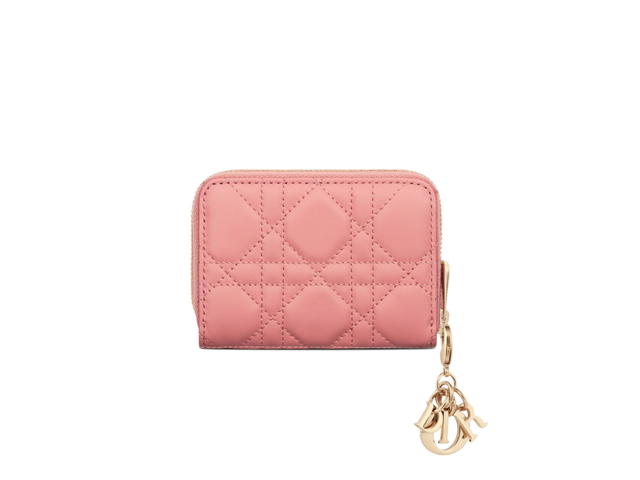 Dior Dior Small Lady Dior Voyageur Coin Purse In Light Pink Cannage Lambskin - view 4