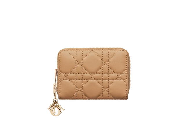 Dior Dior Small Lady Dior Voyageur Coin Purse In Medium Tan Cannage Lambskin - view 1