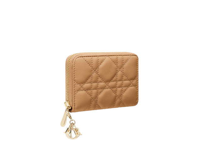 Dior Dior Small Lady Dior Voyageur Coin Purse In Medium Tan Cannage Lambskin - view 2