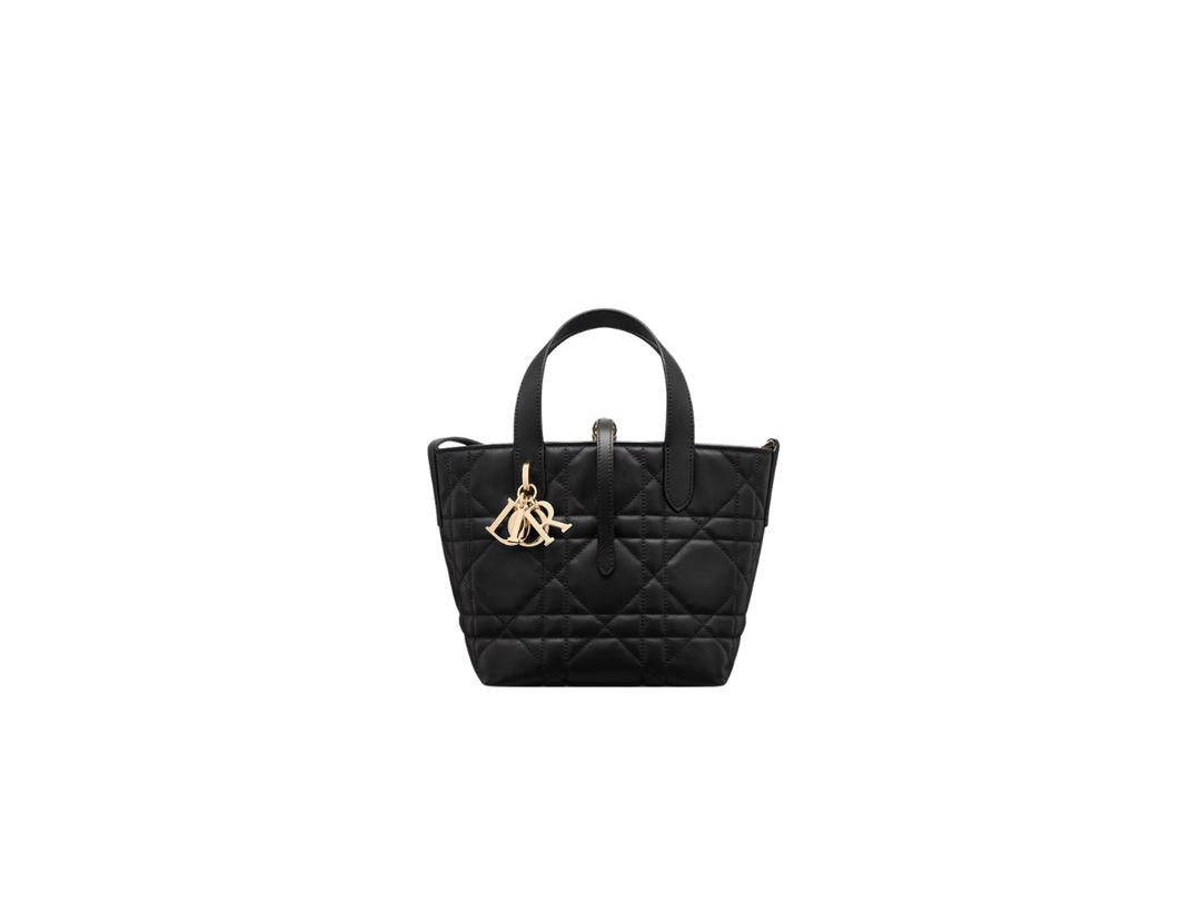 Dior Dior Small Toujours Vertical Tote Bag In Black Macrocannage Calfskin