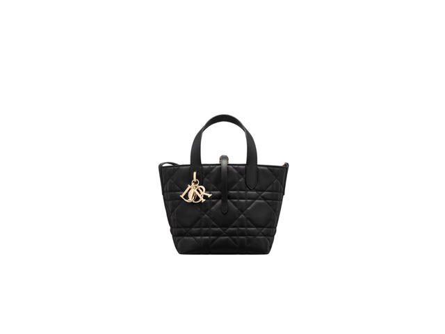 Dior Dior Small Toujours Vertical Tote Bag In Black Macrocannage Calfskin - view 1