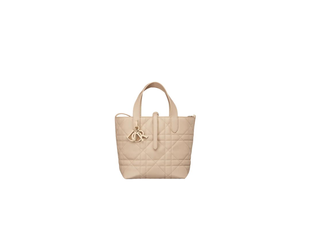 Dior Dior Small Toujours Vertical Tote Bag In Powder Beige Macrocannage Calfskin