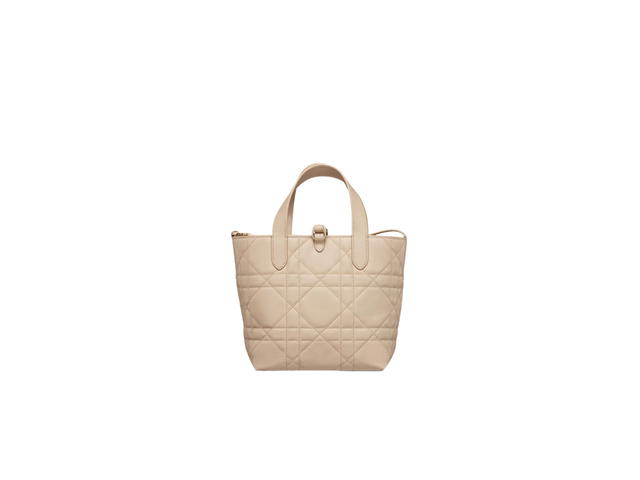 Dior Dior Small Toujours Vertical Tote Bag In Powder Beige Macrocannage Calfskin - view 2