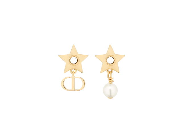 Dior Dior Star Earrings In Gold-Finish Metal With A White Resin Pearl And Mirrors - view 1