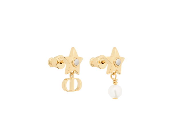 Dior Dior Star Earrings In Gold-Finish Metal With A White Resin Pearl And Mirrors - view 2