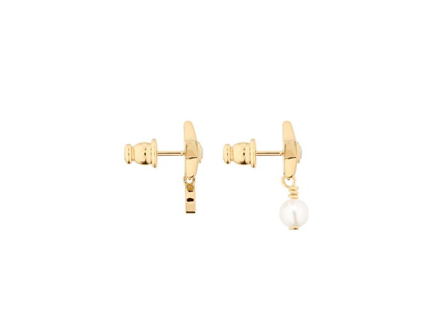 Dior Dior Star Earrings In Gold-Finish Metal With A White Resin Pearl And Mirrors - view 3