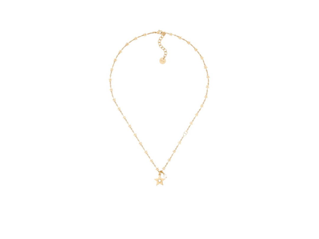 Dior Dior Star Necklace In Gold-Finish Metal With A White Resin Pearl And Mirror
