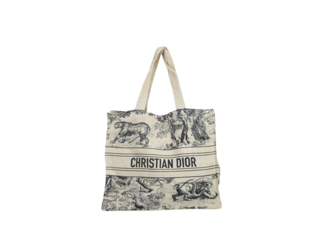 Dior Dior Tote Bag In Beige And Navy Dior Riviera Embroidery (Limited Edition For Present)
